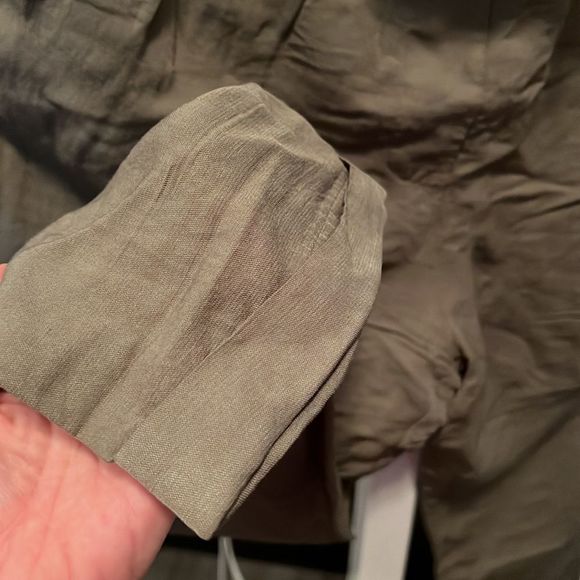 Zara olive green ankle length pants - elastic waist linen viscose blend - medium - Picture 3 of 3